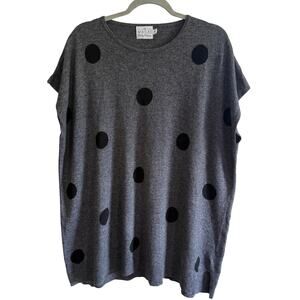 Masai Clothing Co Gray Black Polka Dot Sweater Tunic Top Medium Merino Blend